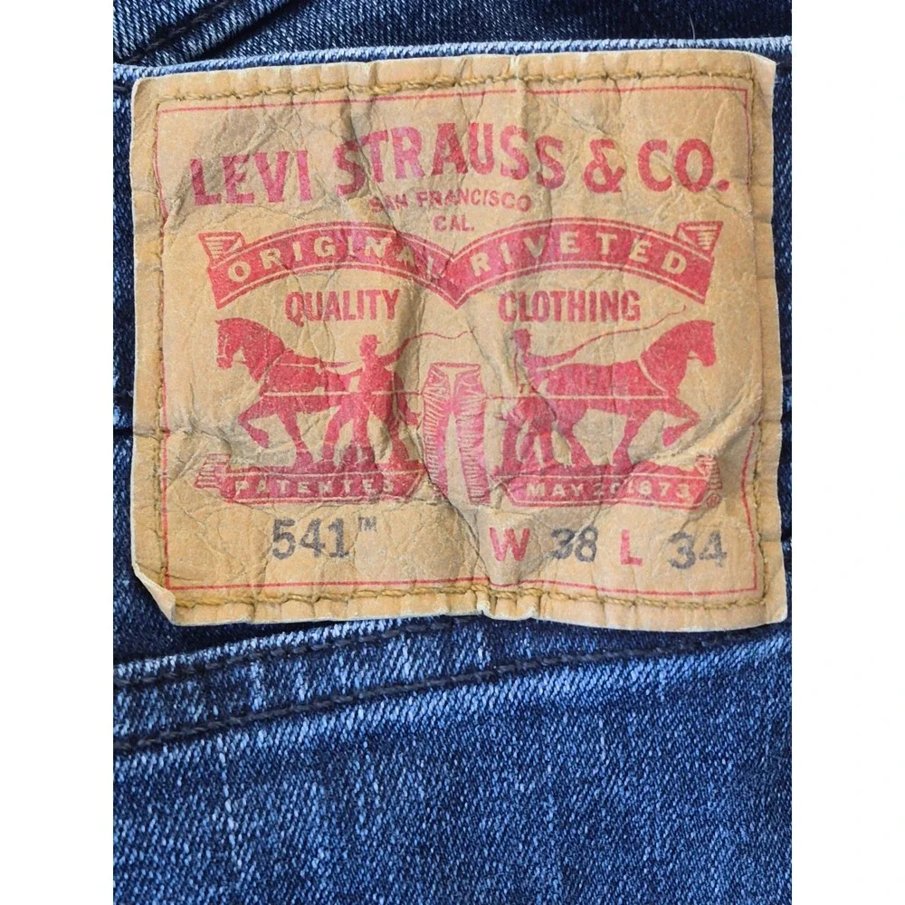 Levi\'s 541 Athletic Taper Mens Dark Wash Blue Stretch Jeans 38x34 18181-0216